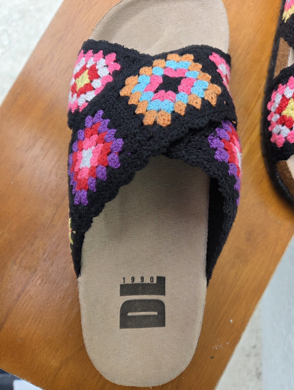 Dirty Laundry Natural Multi Crochet Boho Flatform Slide Sandals
